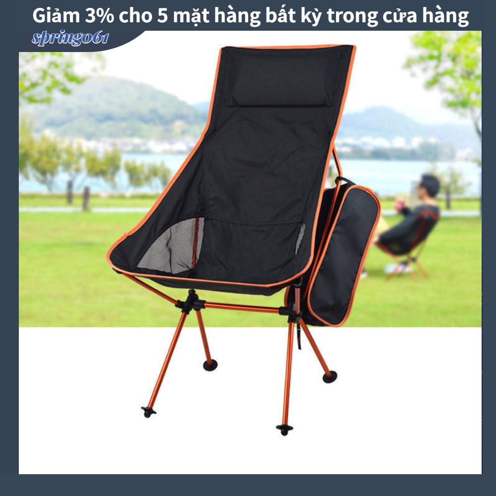 [Hàng Sẵn] Ghế có thể gập lại 7075 mặt trăng bằng hợp kim nhôm gối để đi bộ đường dài trên bãi biển Câu cá dã ngoại ngoài trời 【Spring061】