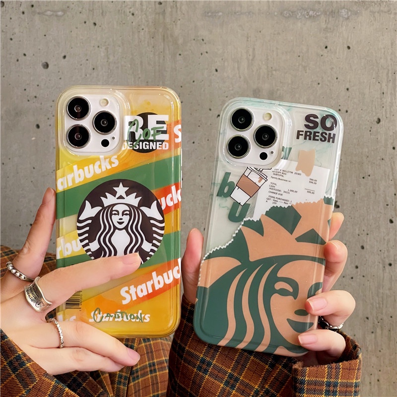 Hoạt Hình Ốp Điện Thoại Mềm Trong Suốt Hình starbucks Cho iphone15 15pro 15promax 14promax 14 14pro 13 13pro 13pm 12 12p 11