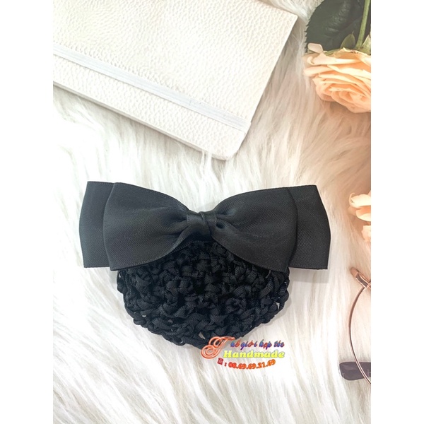 Kẹp tóc búi lưới handmade màu đen đơn giản