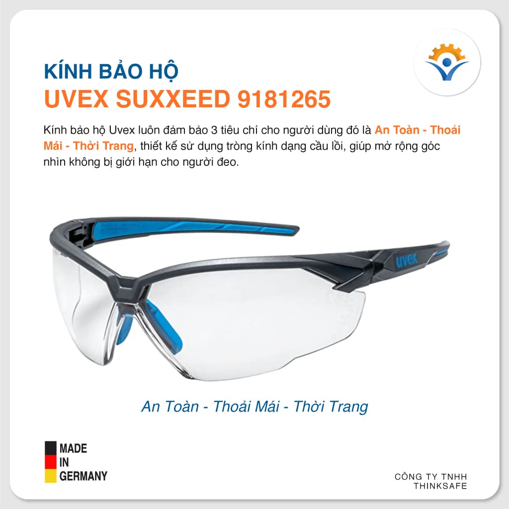 Kính bảo hộ UVEX SUXXEED 9181 chống bụi, chống tia UV, chống mờ sương Kính Uvex chống bụi cao cấp chính hãng - THINKSAFE