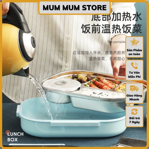 Hộp cơm văn phòng + Túi giữ nhiệt - Kèm bộ đũa thìa  và bát canh inox 304