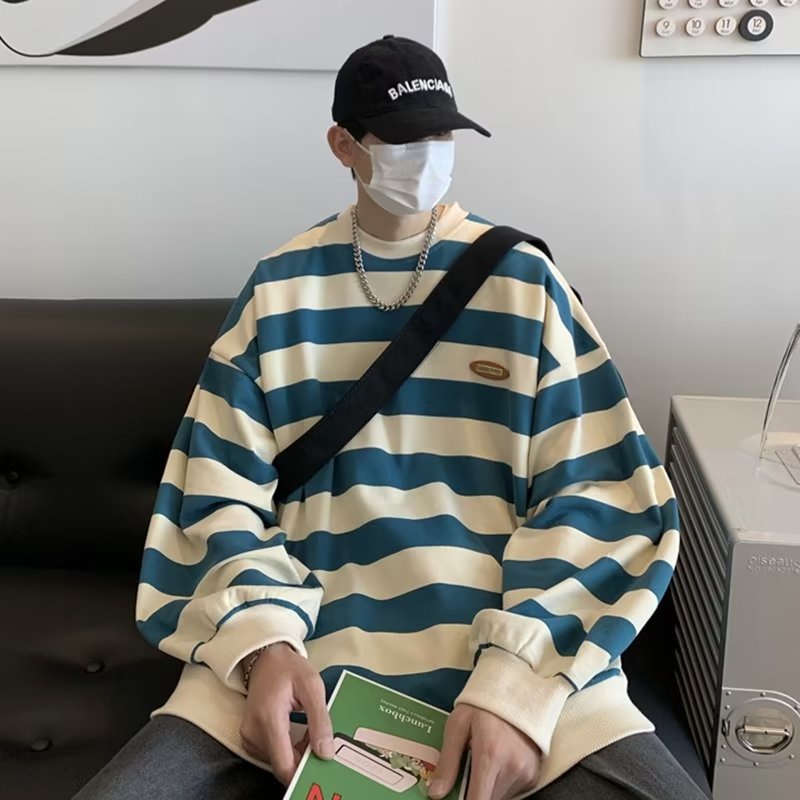 Áo Sweater Tay Dài Cổ Tròn Dáng Rộng Thời Trang Mùa Thu Phong Cách Hàn Quốc 2022 Cho Nam
