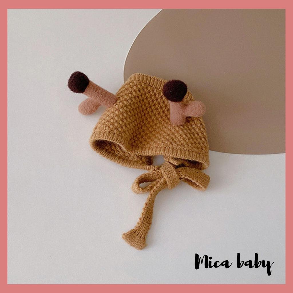 Mũ len che thóp kiểu dáng sừng hươu dễ thương cho bé từ 1 tuổi ML208 Mica baby