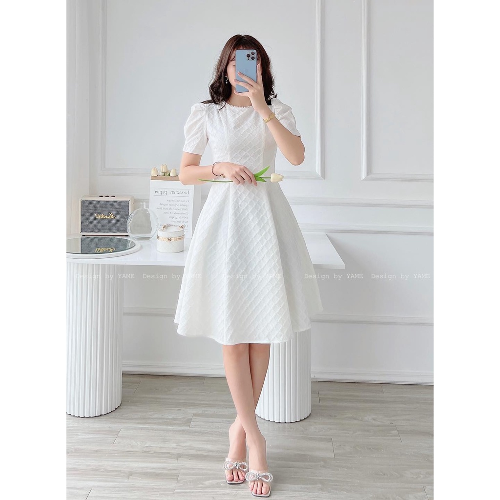 Váy tay bồng dáng dài cổ viền ngọc YV59 Yonsy Dress YAME