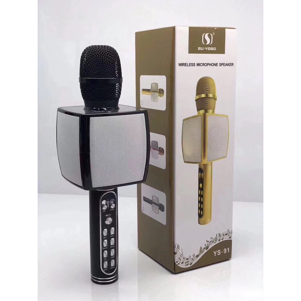 Micro Karaoke Bluetooth Không Dây YS91 Kèm Loa Bluetooth Âm Bass Hay + 12 Tháng BH