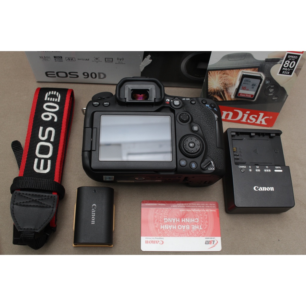Máy ảnh Canon 90D fullbox như mới 98%