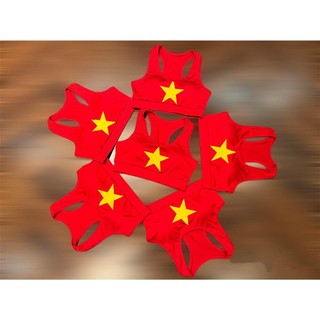 Áo bra cờ đỏ sao vàng tập gym, yoga, nhảy, zumba, aerobic, đồng phục đội nhóm, biểu diễn nữ