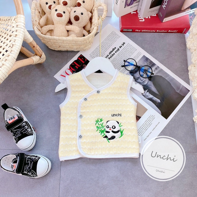 Áo gile unchi vải xốp mềm thêu cho bé yêu