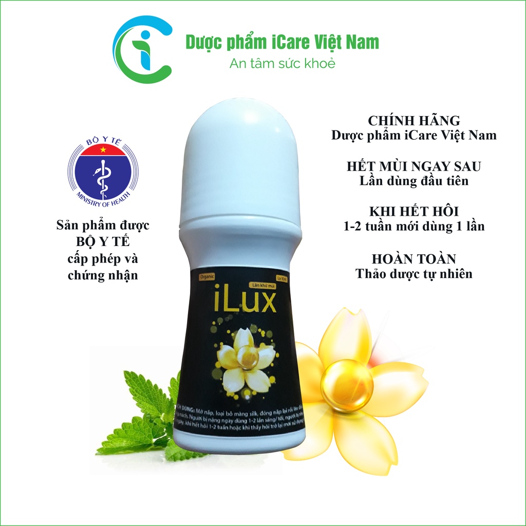 Lăn khử mùi iLux 60ml chính hãng Dược phẩm iCare khử sạch mùi hôi nách sau lần dùng đầu tiên