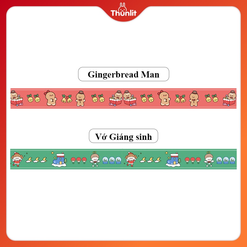 Băng keo THUNLIT dùng dán trang trí quà tặng Giáng sinh DIY dễ thương