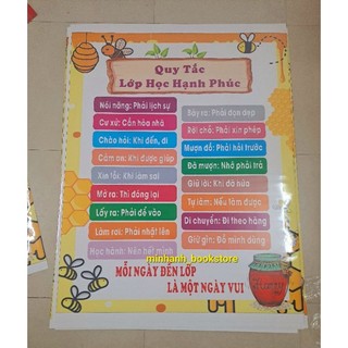 Quy tắc lớp học hạnh phúc, dạng decal và bạt kích thước 80cm x1m