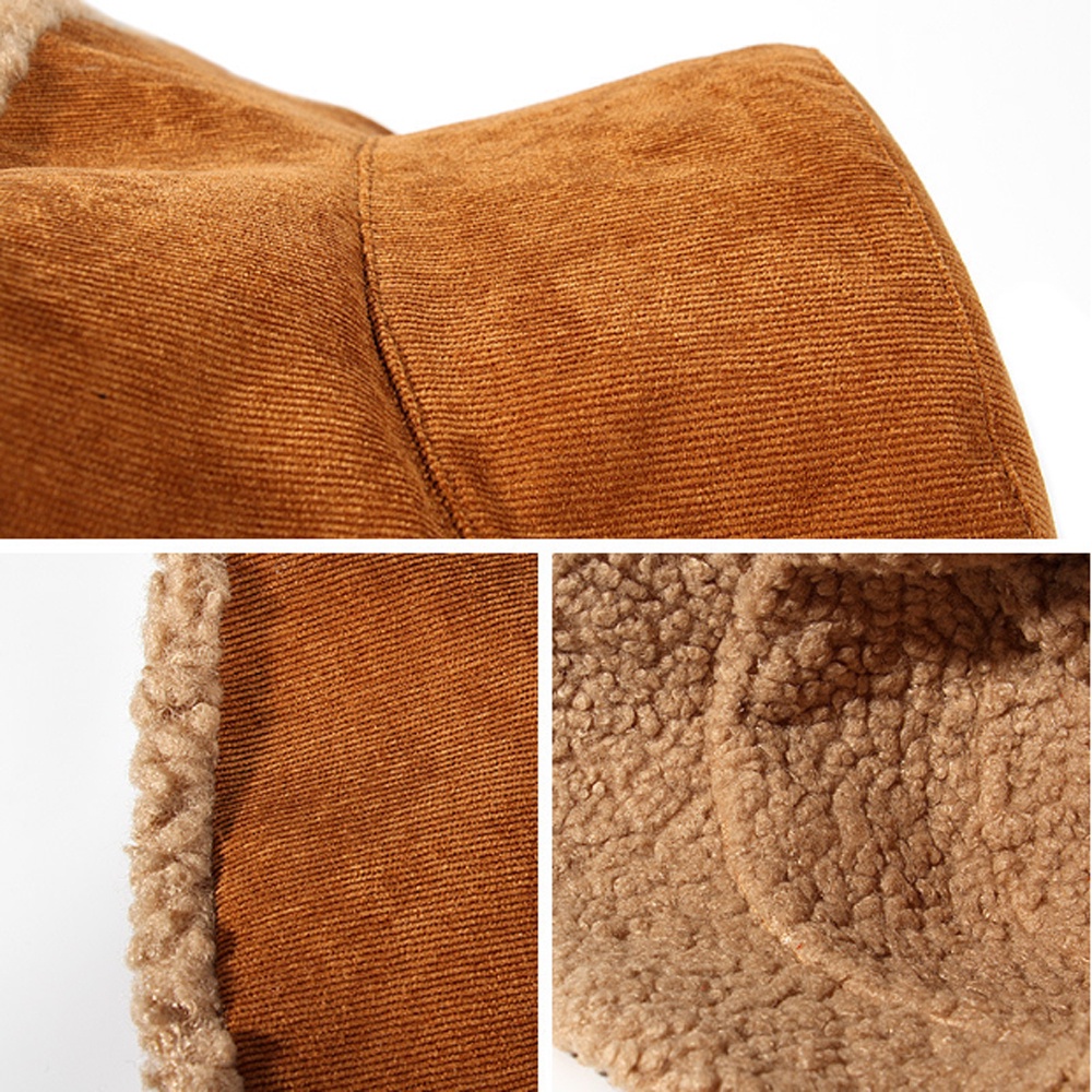 Nón Tai Bèo Vải Nhung Dày Hai Mặt Giữ Ấm Thời Trang Thu Đông Phong Cách Hàn Quốc