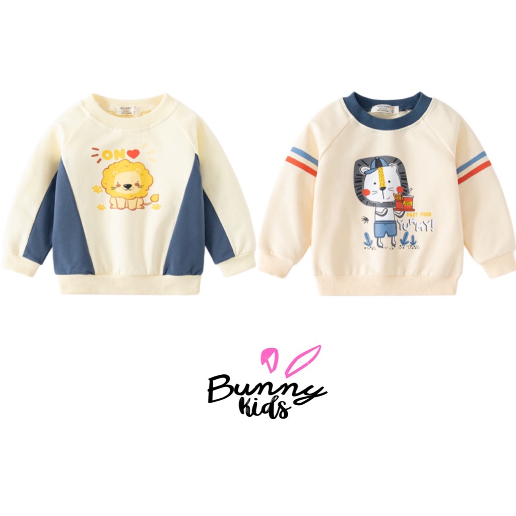 Áo nỉ bé trai WELLKIDS áo dài tay chất nỉ da cá cho bé hoạ tiết Sư tử Yummy WT1841 - WT1859