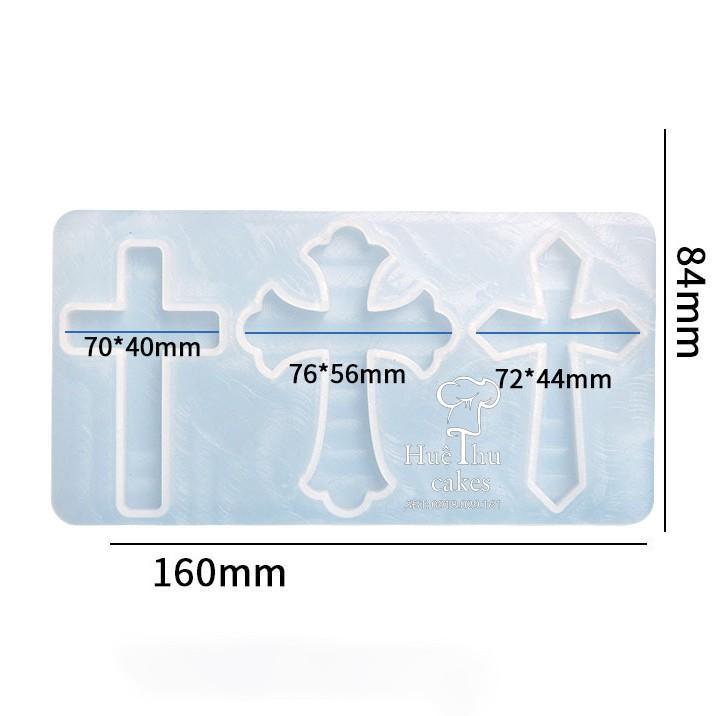 Khuôn silicon Thánh Giá (vỉ 3 hình) làm bánh rau câu 3D 4D
