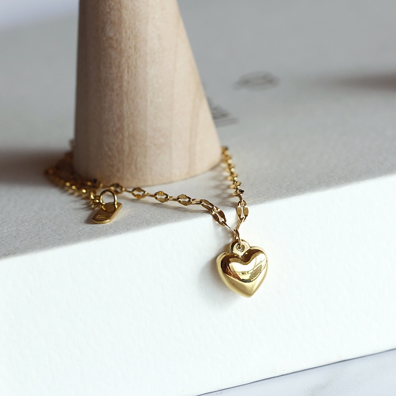 Vòng Tay Kim Loại Mỏng Mặt Trái Tim Màu Vàng Thời Trang Phong Cách Hàn Quốc