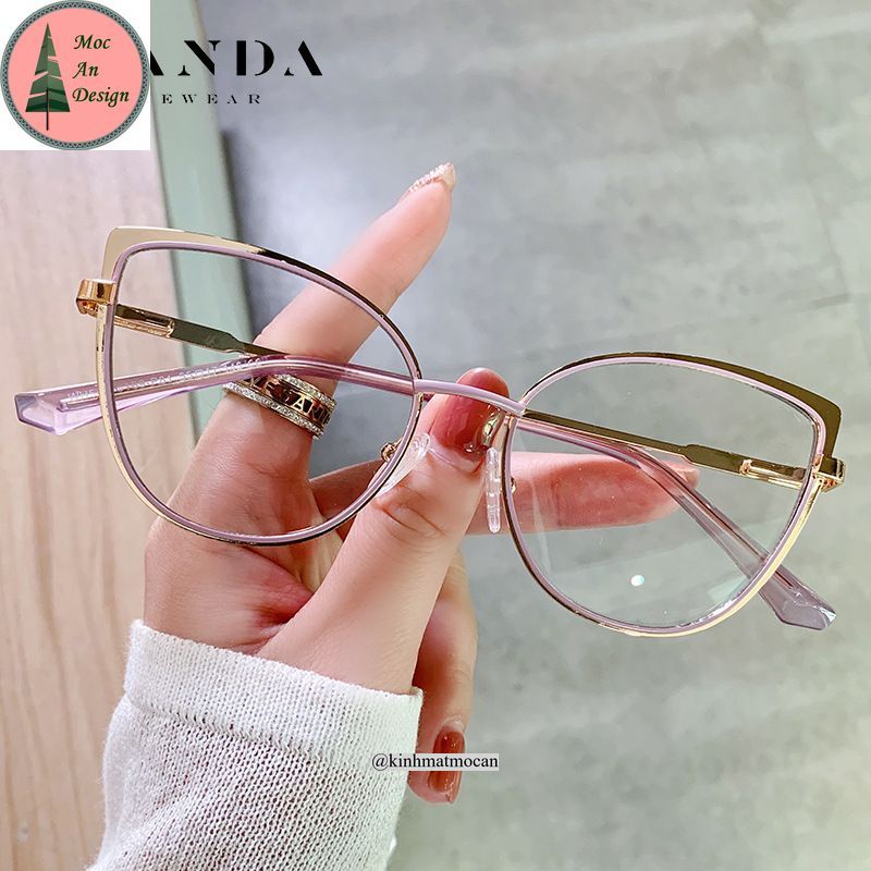 (X4) Kính mắt mèo đẹp loại xịn MOCAN chống ánh sáng xanh Gọng thép mạ vàng 14k 2022 chống tia cực tím UV400 cho mặt to