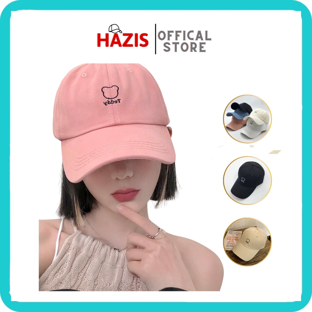 Mũ lưỡi trai thêu hình đầu gấu phong cách Hàn Quốc - Hazis Store