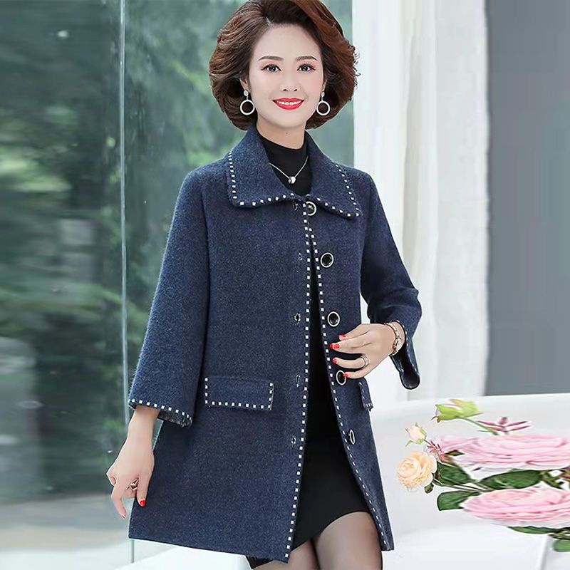 Áo khoác dạ trung niên kiểu phương tây cho mẹ 40 tuổi 550 áo gió thời trang phụ nữ trung niên và cao tuổi