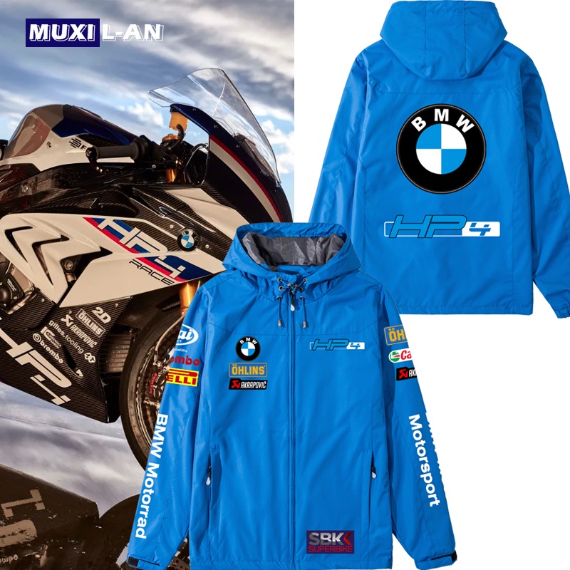 Áo Khoác Gió Có Nón Phối Khóa Kéo In Logo BMW Thời Trang Thu Đông