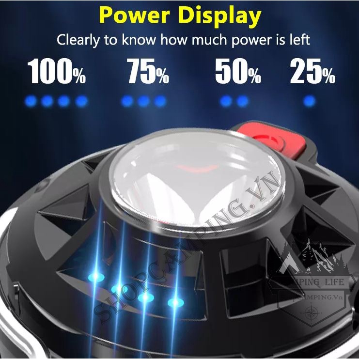 Đèn pin led cắm trại, đèn treo lều đa chức năng tripod kiêm đèn pin, cắm trại dã ngoại - Camping VietNam