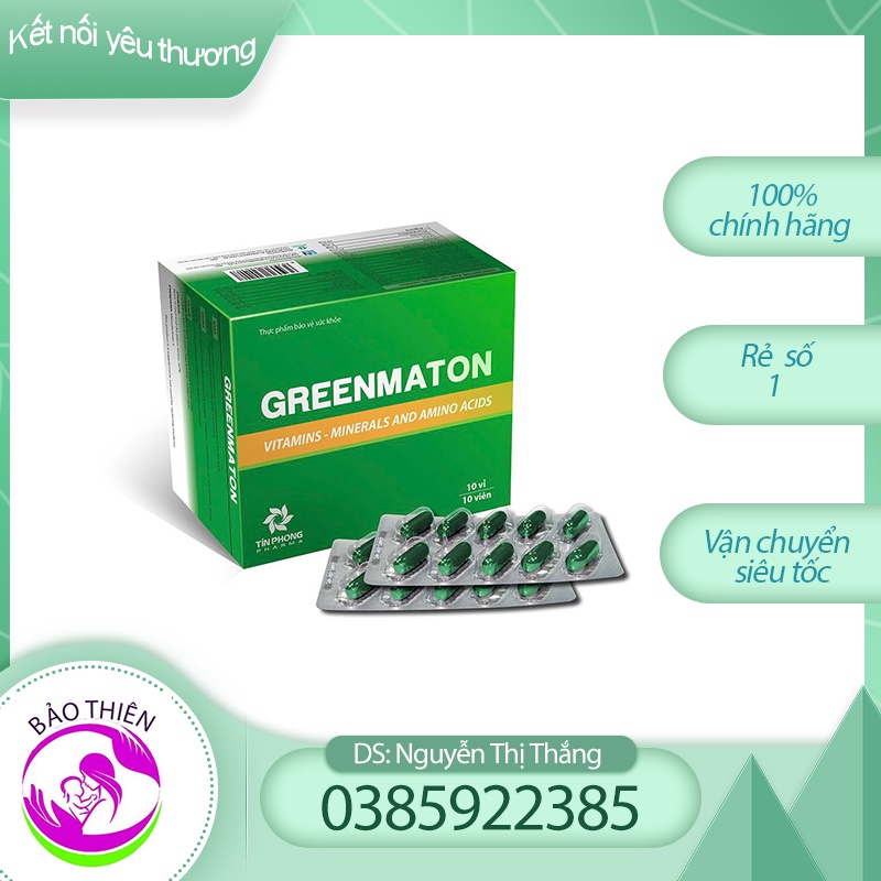 Greenmaton - Bổ sung các vitamin, khoáng chất và acid amin thiết yếu cho cơ thể giúp ăn ngon, ngủ tốt -100 viên