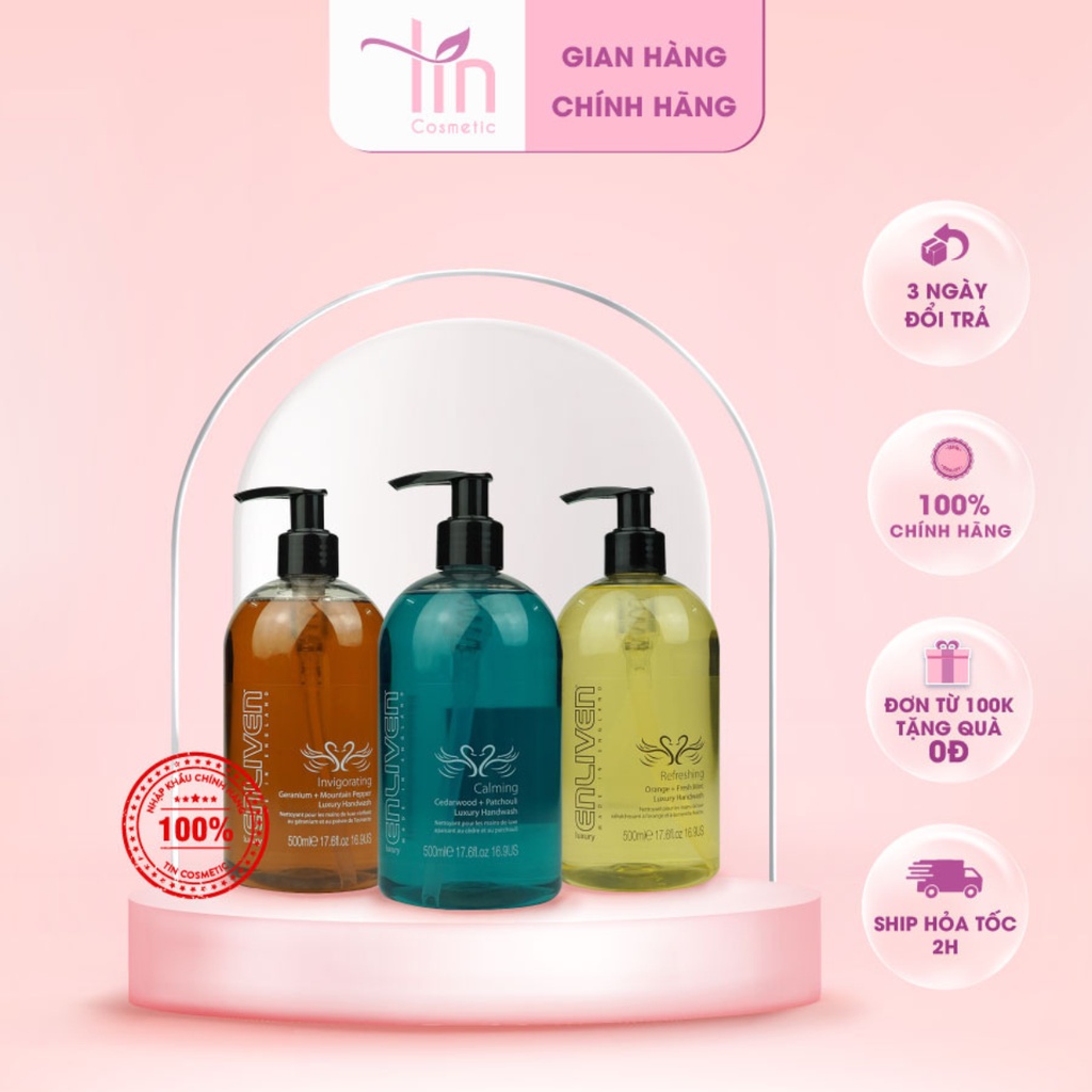 Nước rửa tay tạo bọt cao cấp Enliven 500ml thương hiệu nổi tiếng Anh Quốc nhập khẩu có team phụ