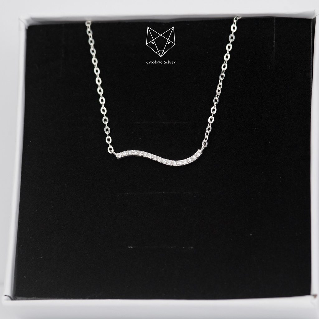 Dây Chuyền Bạc Ta Cao Cấp CaoBac Silver Thiết Kế Kiểu Dáng Sóng Đính Đá Lấp Lánh Độc Lạ Bắt Mắt Làm Quà Cho Bạn Nữ
