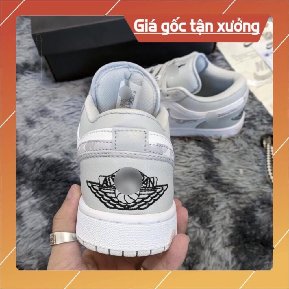[FreeShip+ Hàng Xịn Sò] giày Jor.dan Camo xám thấp cổ cao cấp , giầy Sneaker thể thao nam nữ JD1 Low  trắng xám