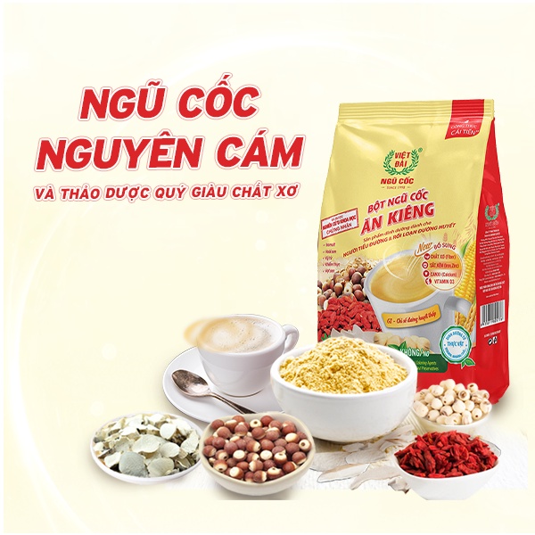 Combo 5 Bột Ngũ Cốc Ăn Kiêng VIỆT ĐÀI Không Đường Cung Cấp Đầy Đủ Dinh Dưỡng Cho Người Giảm Cân Túi 525g