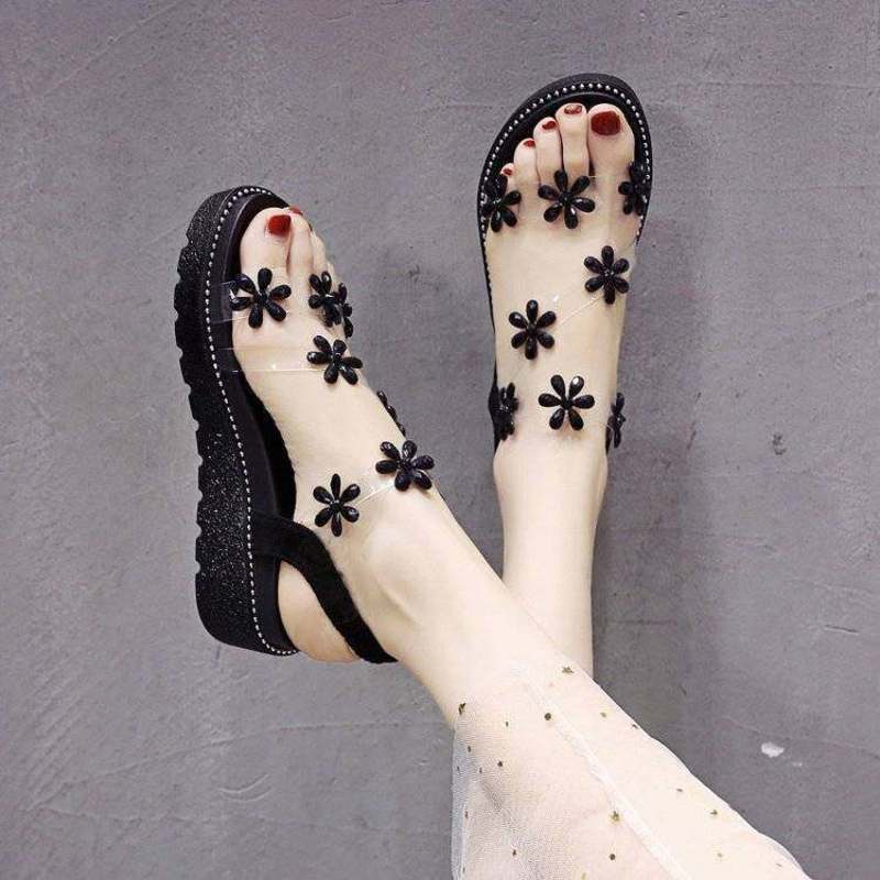 Giảm Giá Dép Sandal Đế Xuồng Thời Trang Hàn Quốc Cho Nữ Kasut Peremuan Peremuan Perlipar perempuan cantik mura