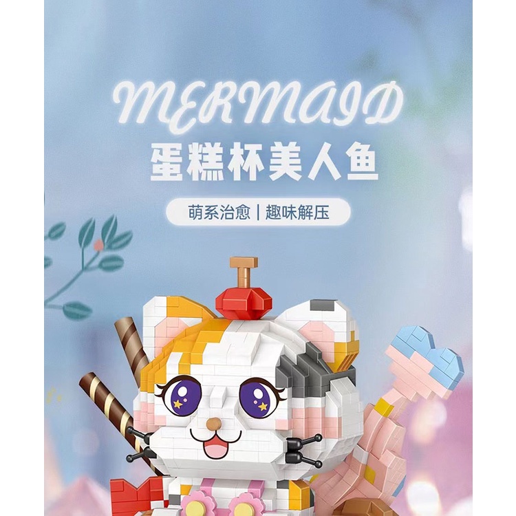 Loz Bộ Đồ Chơi Lắp Ráp Cốc Bánh Cupcake Hình Vỏ Sò / Nàng Tiên Cá Độc Đáo