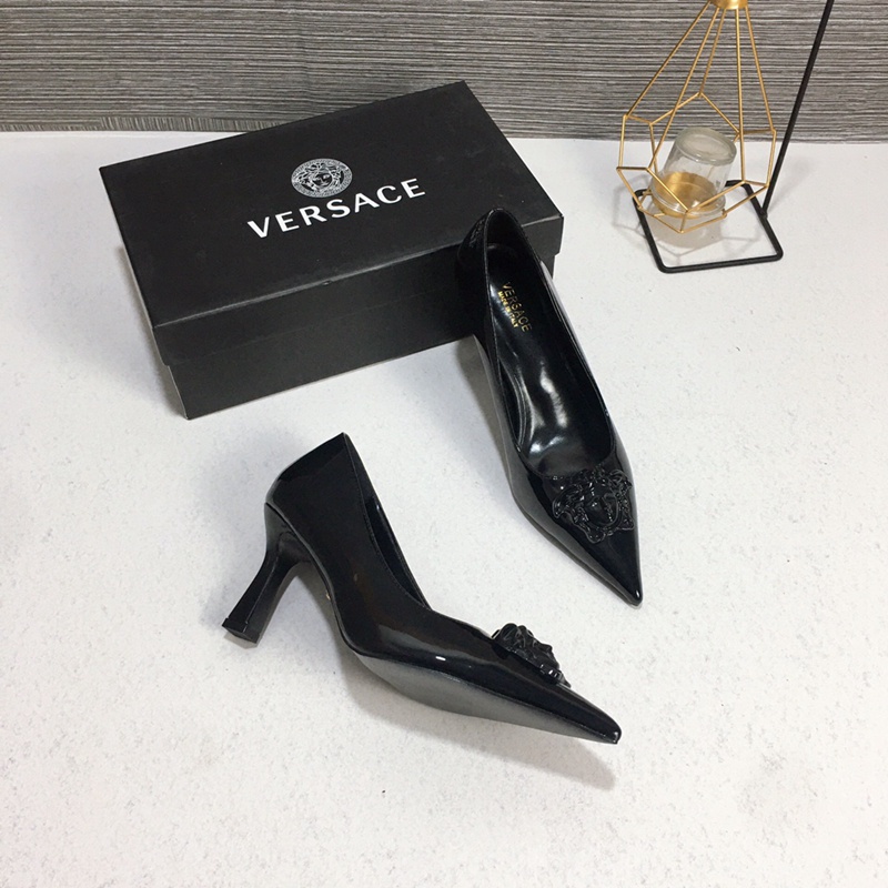 %VERSACEGiàyCaoGótMũiNhọnMàuĐenmedusaCao7cmChoNữ