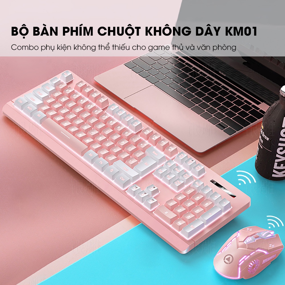 Bàn phím máy tính không dây SIDOTECH KM01 LED RGB gaming full size 104 phím tích hợp pin sạc dung lượng cao