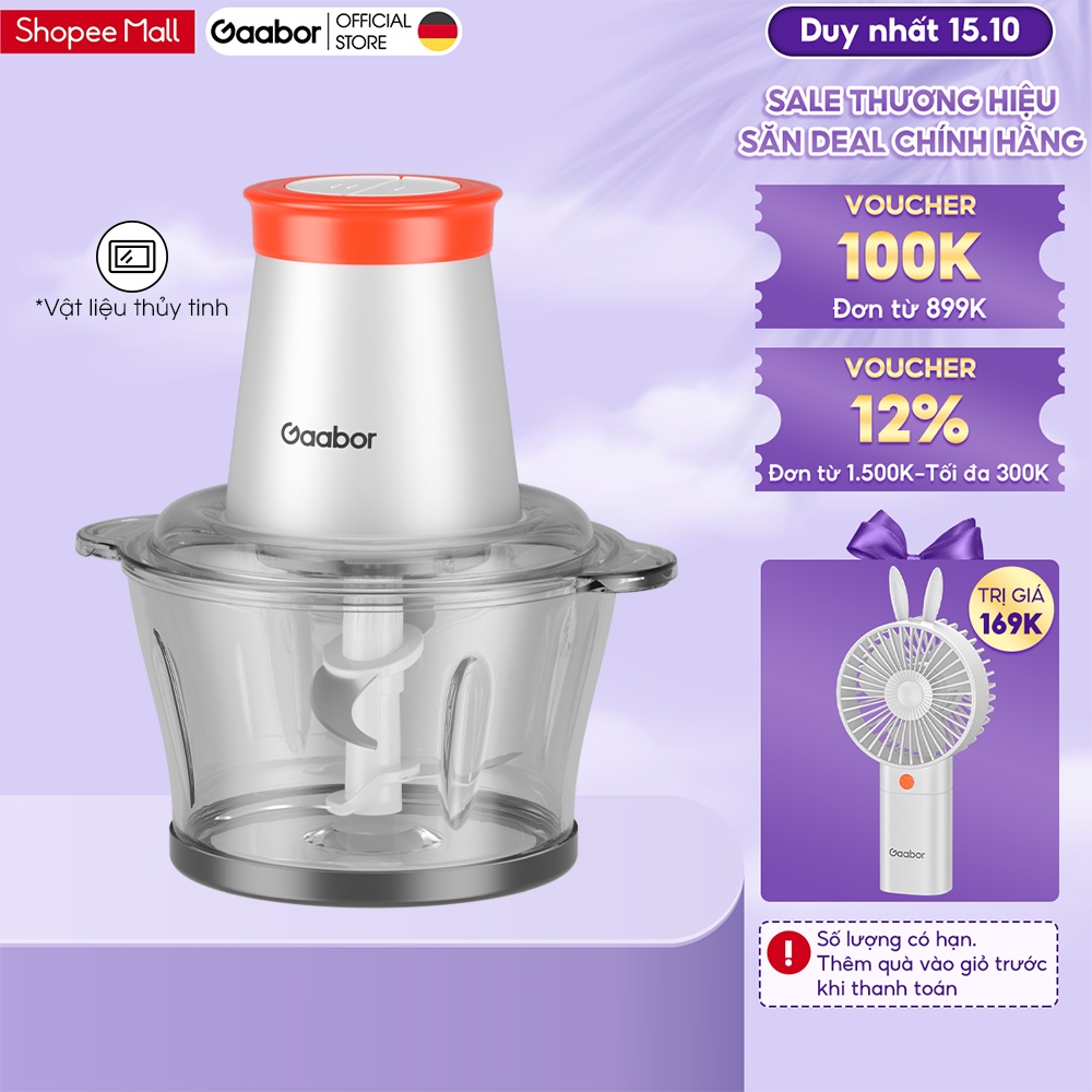 Máy xay thịt thực phẩm đa năng GAABOR GJ-M30A02 2L (Nhựa - Tô Thủy Tinh) - 300W - Hàng chính hãng