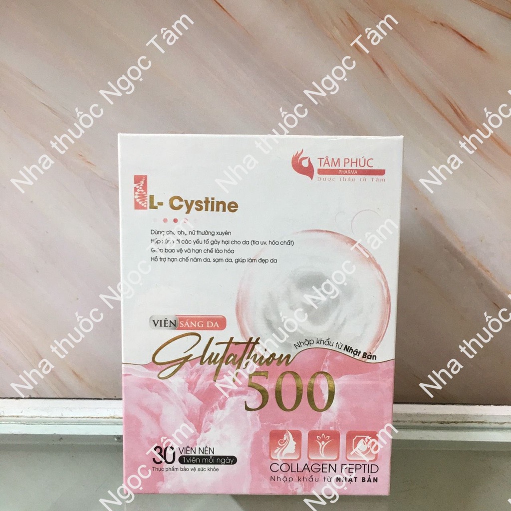 Viên Uống Trắng Da Glutathion 500mg,Giúp Trắng Da Toàn Thân, Đẹp Dáng,Sáng Da, Mờ Nám công ty dược Tâm Phúc