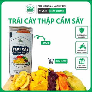 Trái cây sấy thập cẩm 300g YOLFOOD đồ ăn vặt ngon, trái cây hoa quả sấy khô hàng xk giòn thơm chất lượng đóng hộp atvstp