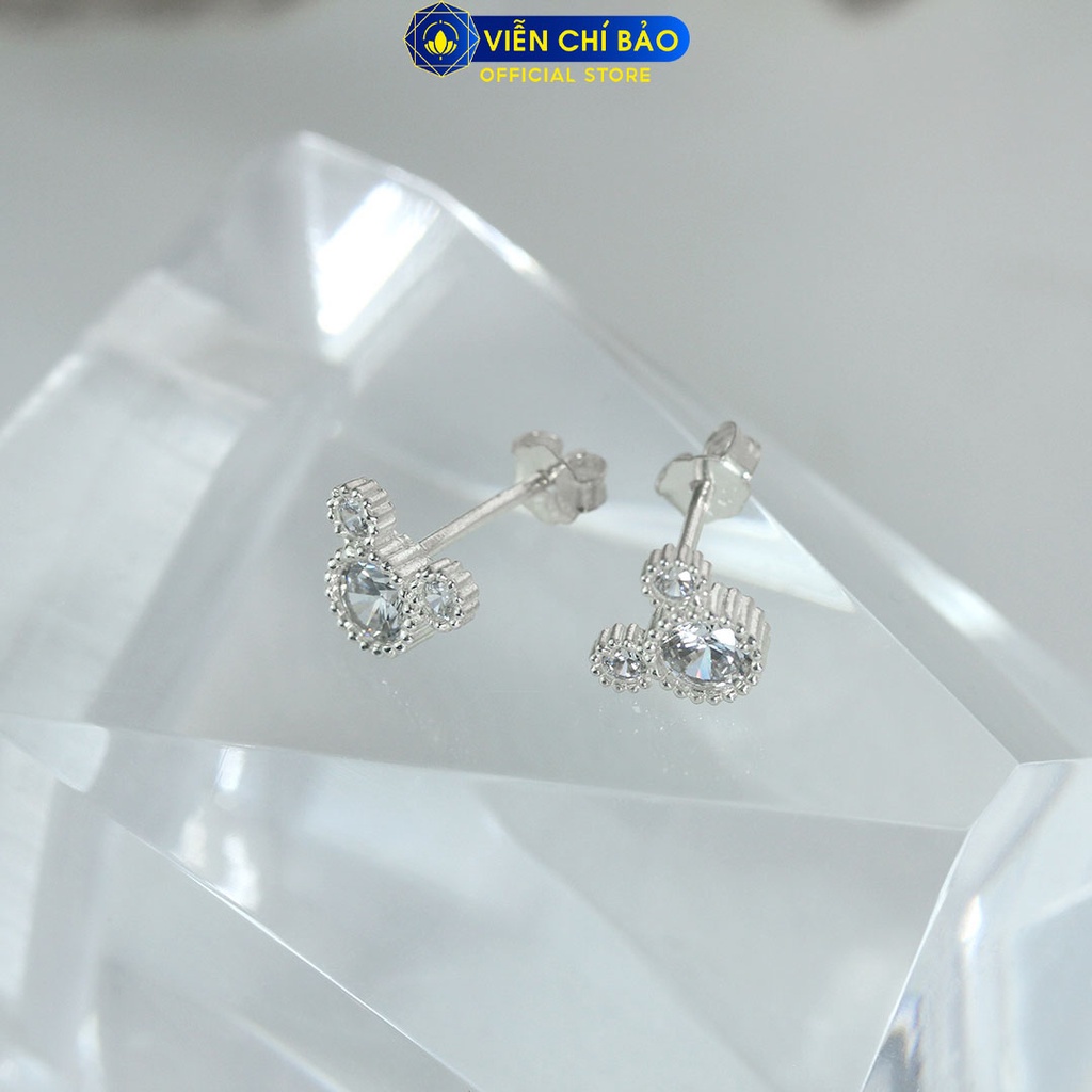 Bông tai chuột Mic.key đính đá chất liệu bạc 925 thời trang phụ kiện trang sức Viễn Chí Bảo B400215