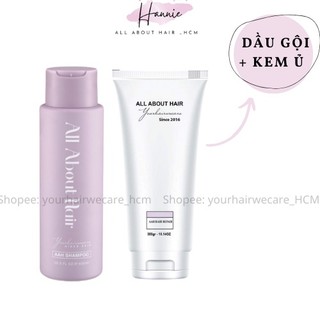 Combo all about hair dầu gội + kem ủ/xả phục hồi tặng kèm mũ trùm ủ tóc