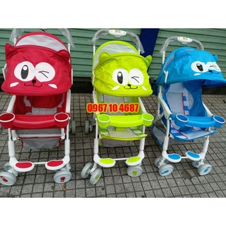 Xe đẩy mắt mèo cho bé - Xe đẩy 3 tư thế gấp gọn lưới du lịch thoáng mát
