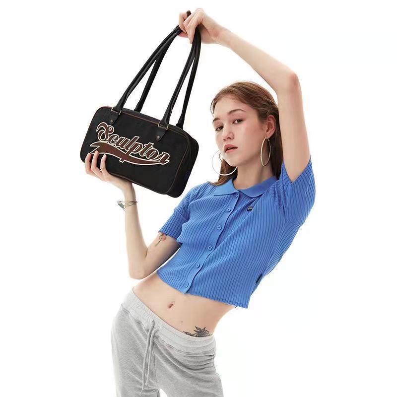 Túi Xách Một Bên Vai Phong Cách Bóng Chày Retro Dễ Phối Đồ Dành Cho Nữ