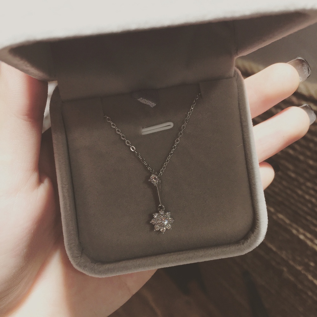 Vòng cổ Mặt Hoa Hướng Dương Đính Đá Đơn Giản Phong Cách Hàn Quốc