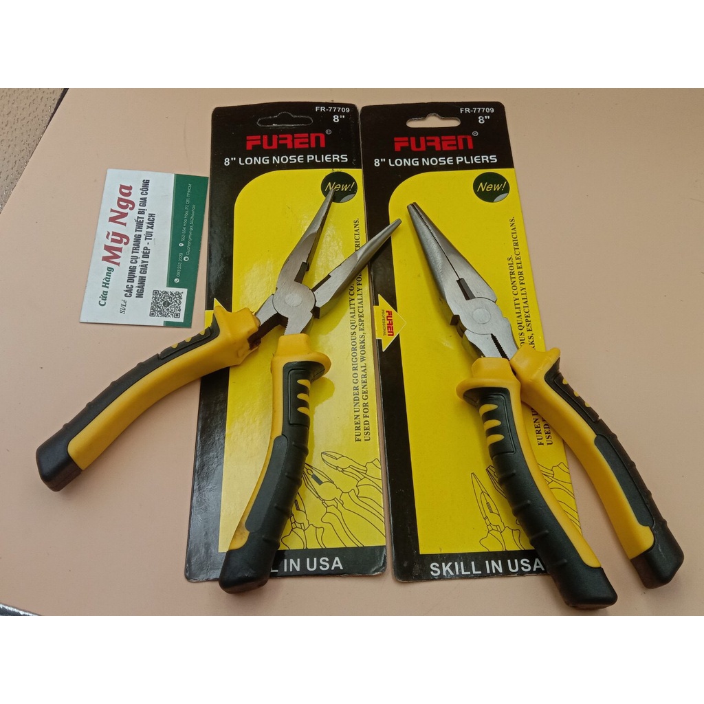 Kìm nhọn thẳng 8in FUREN cán vàng đen