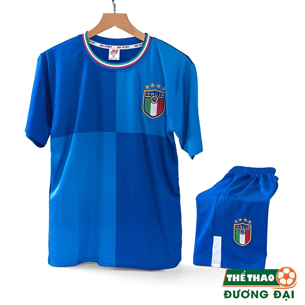 Quần Áo Bóng Đá, Đồ Đá Banh Đội Tuyển Ý - Italia Xanh Bích 2022 2023 - Thun Lạnh Cao Cấp, Không Nhăn, Không Xù Lông