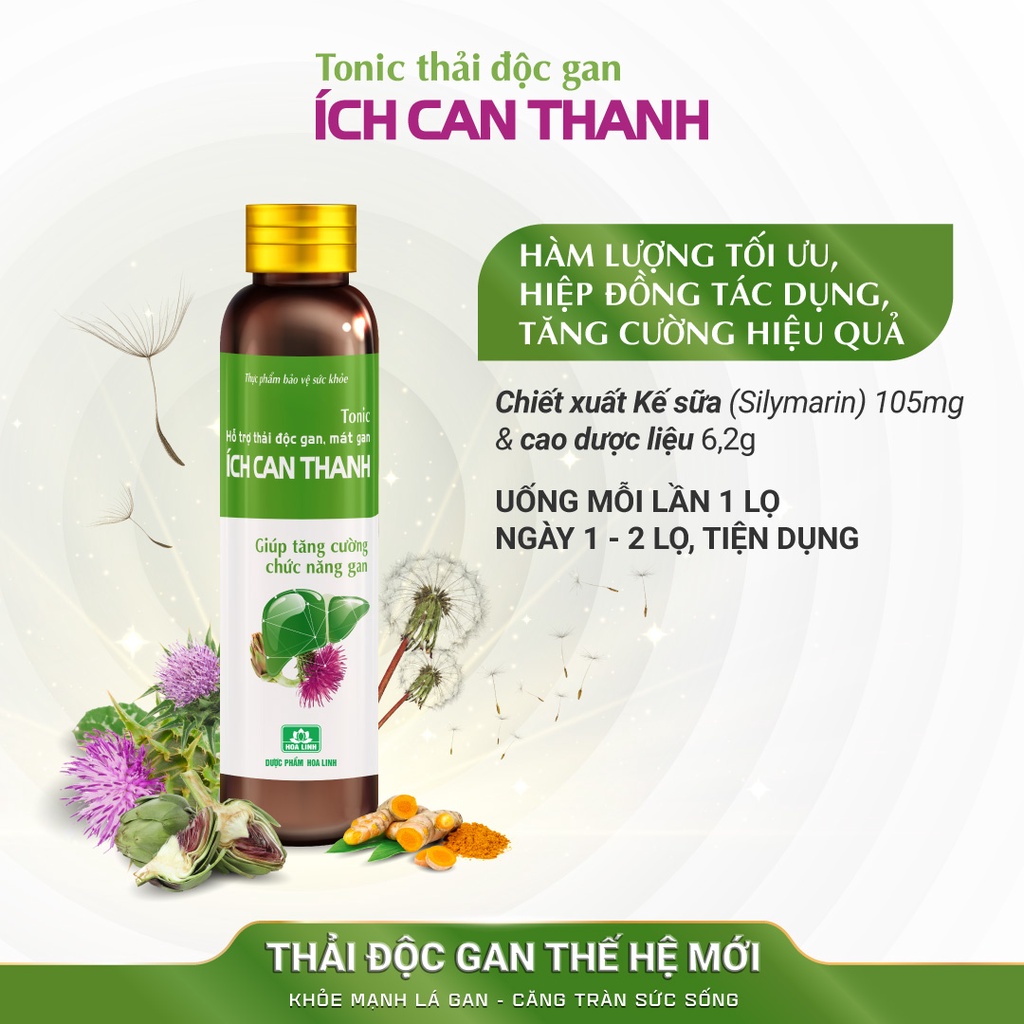 Tonic thải độc gan ÍCH CAN THANH - Thải độc gan thế hệ mới - Hộp 12 lọ x 20ml - EZ Pharmacy