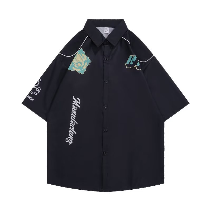 Áo Sơ Mi Tay Ngắn Dáng Rộng In Họa Tiết Thời Trang Đường Phố Mỹ 2022 Chất Lượng Cao Cho Nam