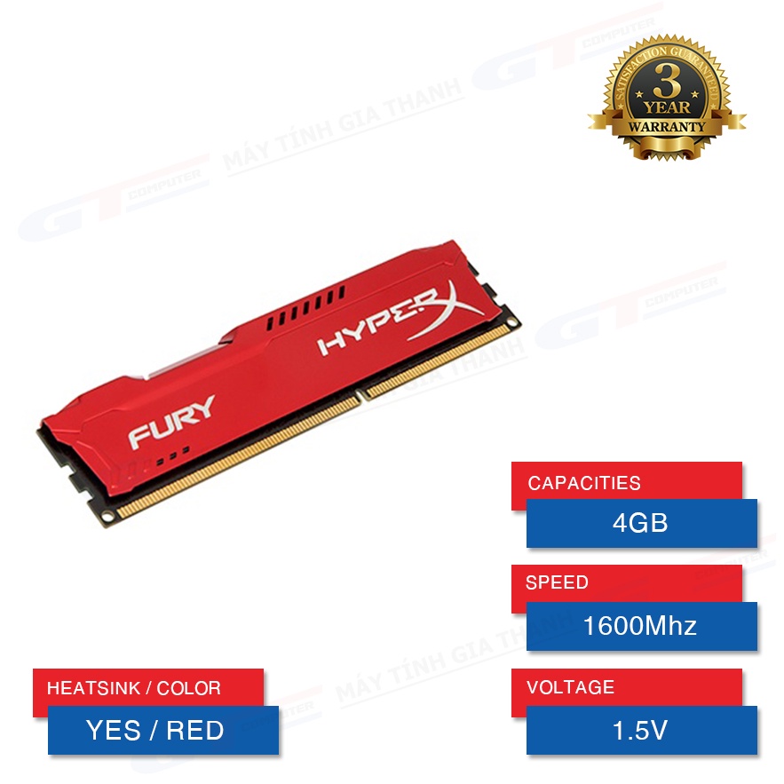 Ram DDR3 4GB 1600Mhz Kingston Tản HyperX - New Bảo Hành 36 Tháng