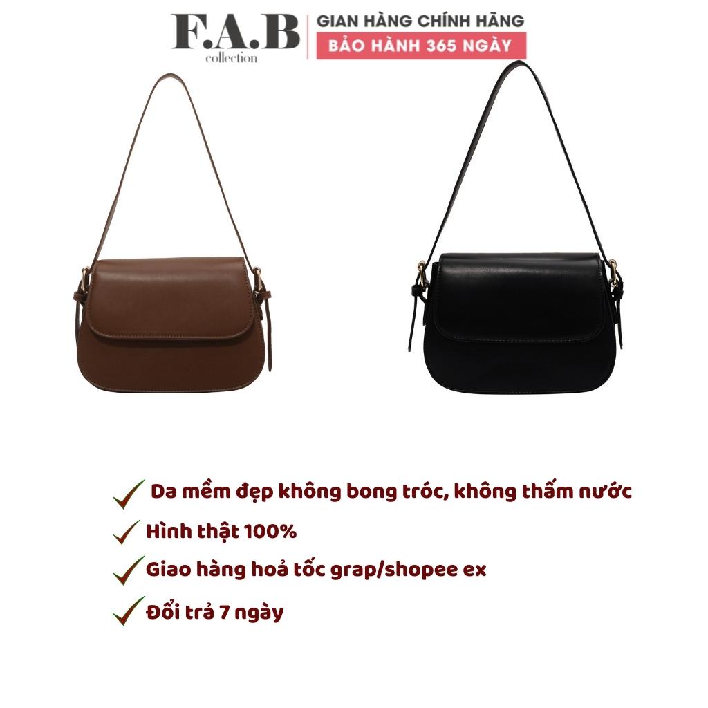 Túi xách nữ da trơn nắp gập dáng basic thời trang kẹp nách cao cấp đi chơi đi làm, túi đeo chéo nữ TX043108 FAB Store