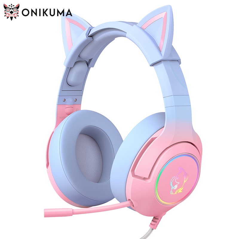 Tai nghe chụp tai chơi game ONIKUMA K9 tùy chọn màu sắc kiểu tai mèo có micro cho PC/ laptop