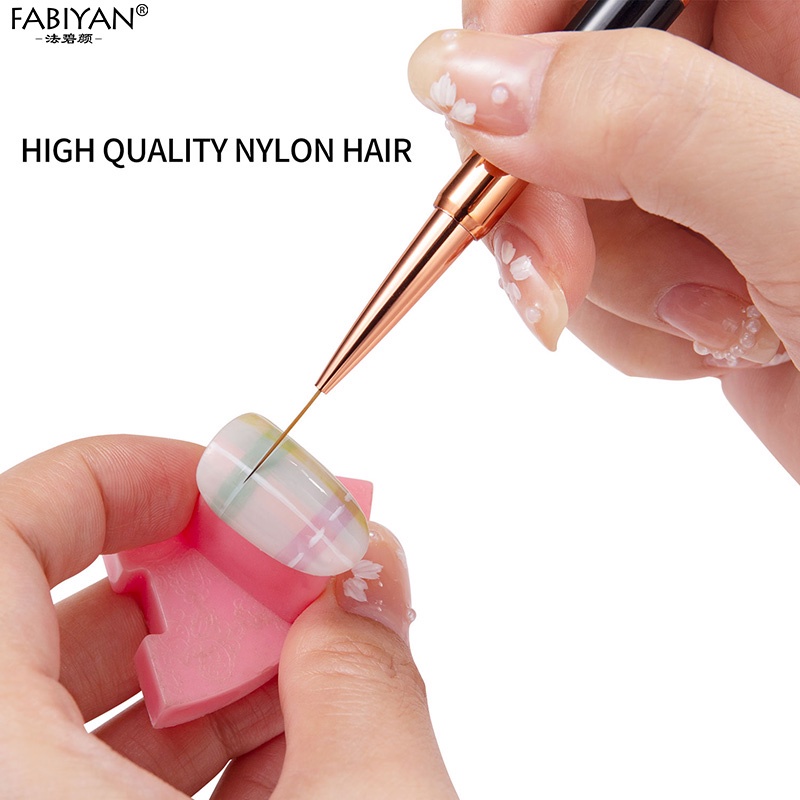 FABIYAN Cọ vẽ móng bằng nylon màu đen dùng trang trí móng tay chất lượng cao