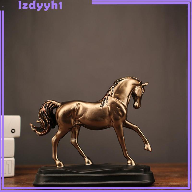 Tượng Ngựa Bằng Nhựa Resin Màu Đồng 9 "Để Bàn Trang Trí
